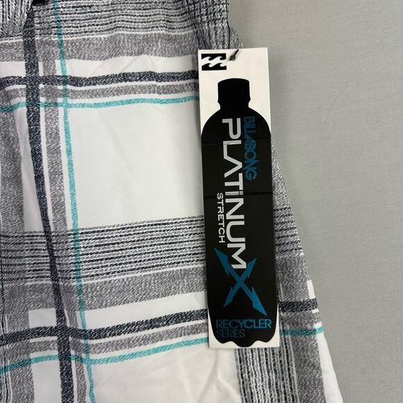 Billabong Men’s 30 Platinum X R U Serious Board Shorts Plaid Stretch - Picture 7 of 11